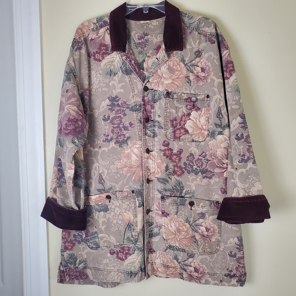 Smith & Hawken Vintage Botanical Heirloom Chore Jacket Cotton USA Large Corduroy